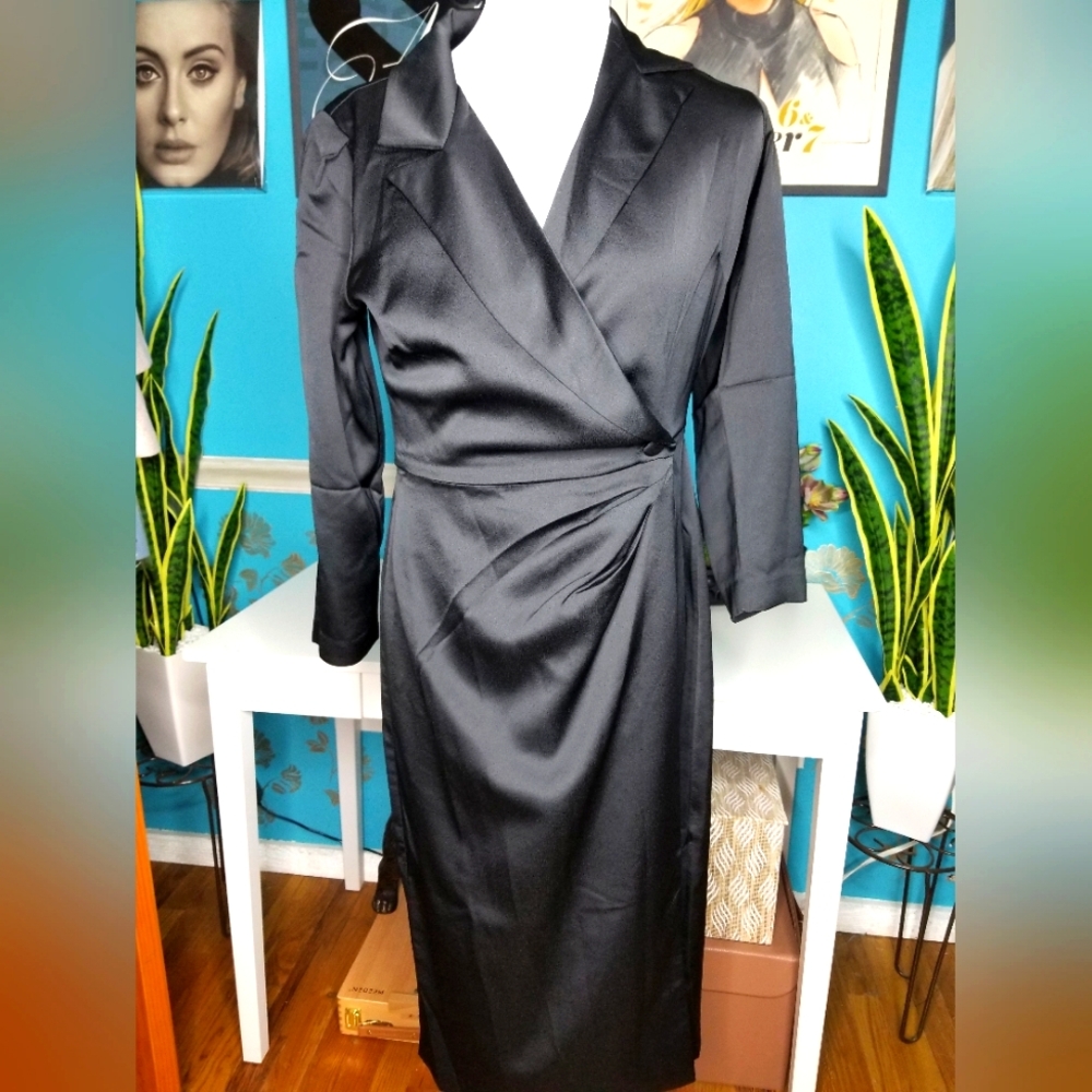 Melanie T TuxedoBlack Wrap Dress
